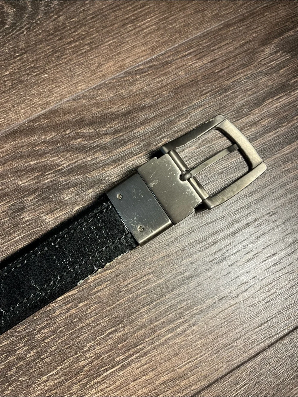 Vintage Men’s Leather Belt Size 34 Brown Black Reversible Swivel Buckle